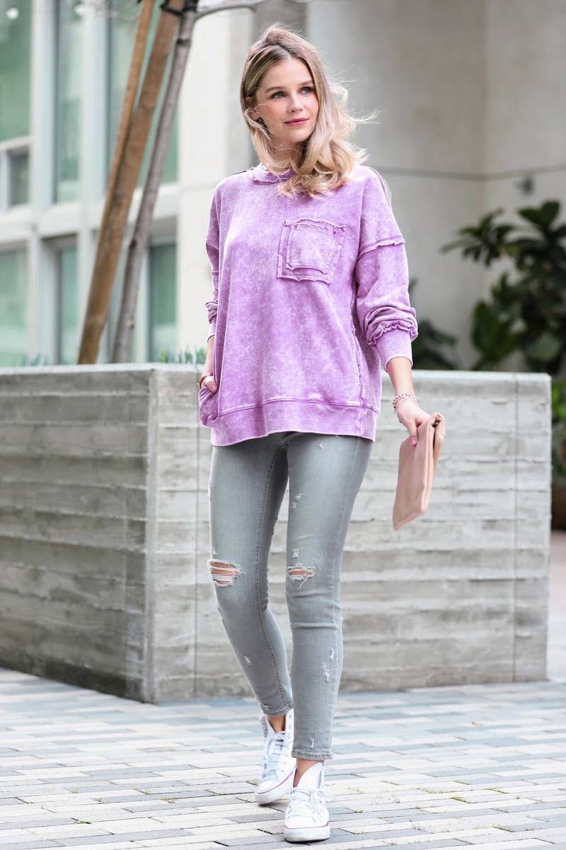 42POPS - Vendita all'ingrosso Felpa - Donna - Pullover in French Terry lavaggio acido.22