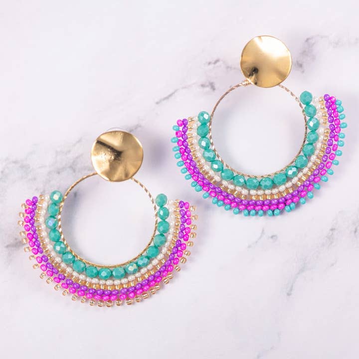 Corales Ice Rosafarbene Türkis-Ohrringe für den Großhandel von Pria Handmade Accessories