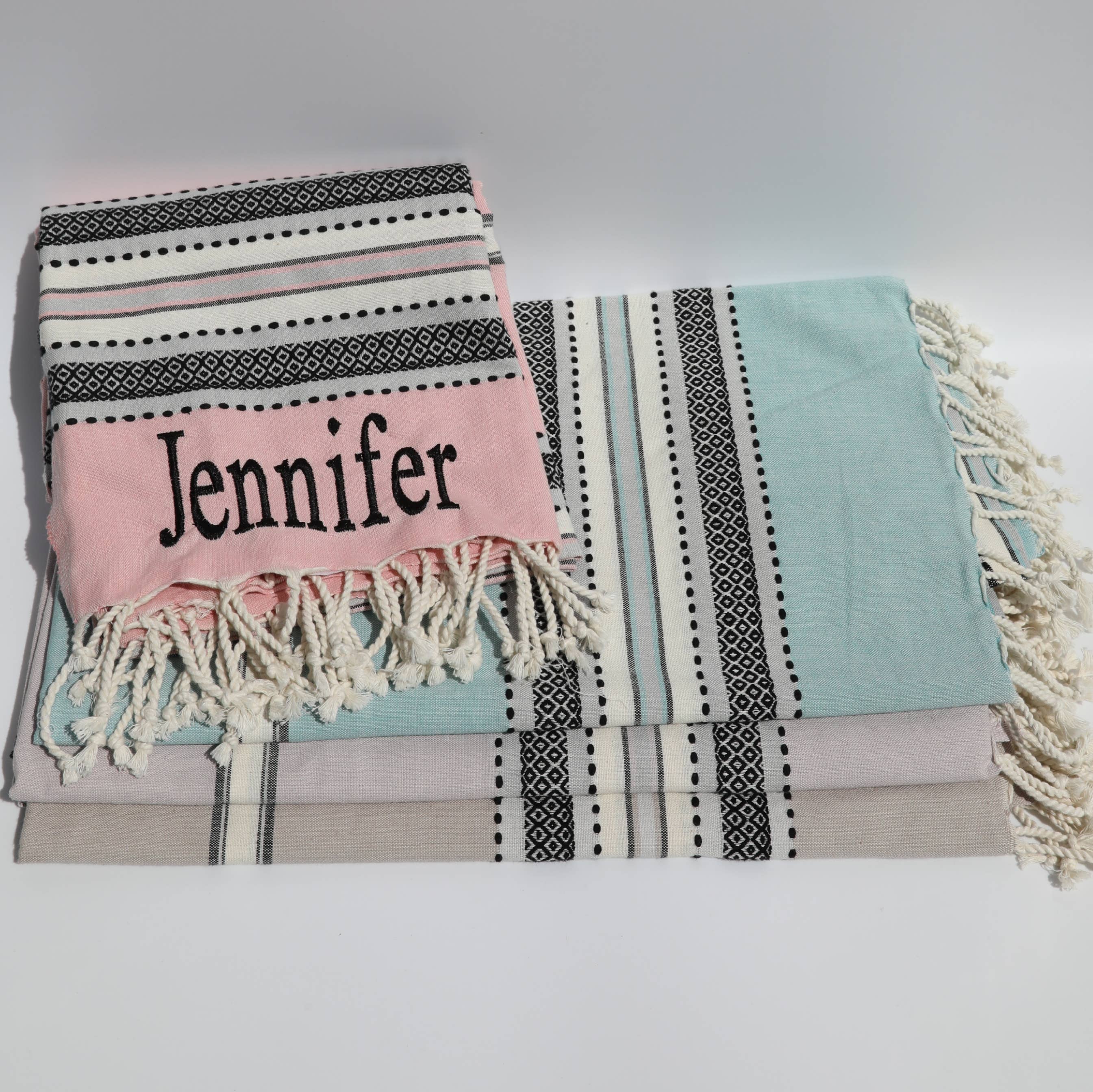 CocoMiaDesign - Wholesale Beach towel - Customizable Turkish Towel Set Embridery Name Logo 4