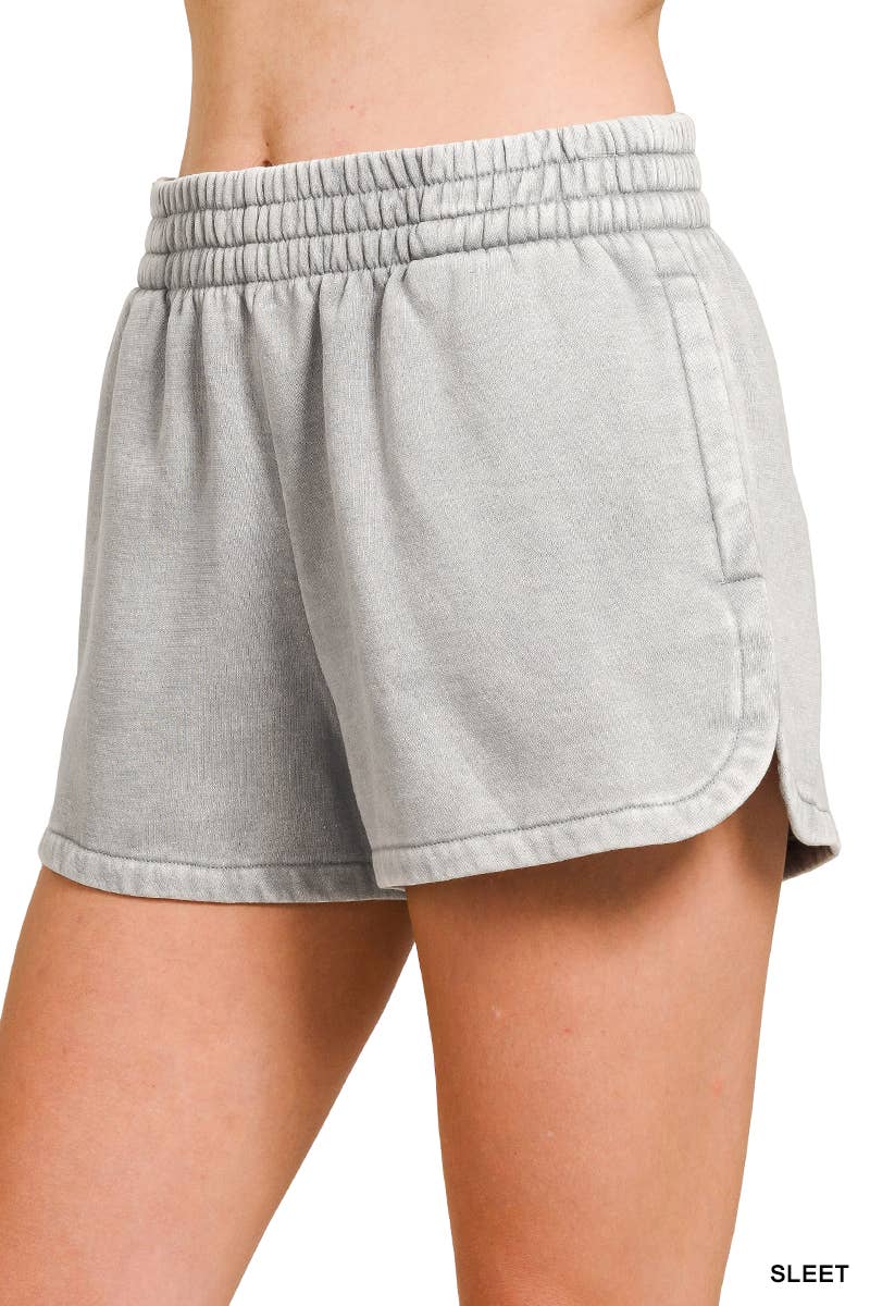 42POPS – Großhandel Shorts – Damen – 42POPS Fleece Shorts mit Acid Wash und einfarbigem Design29