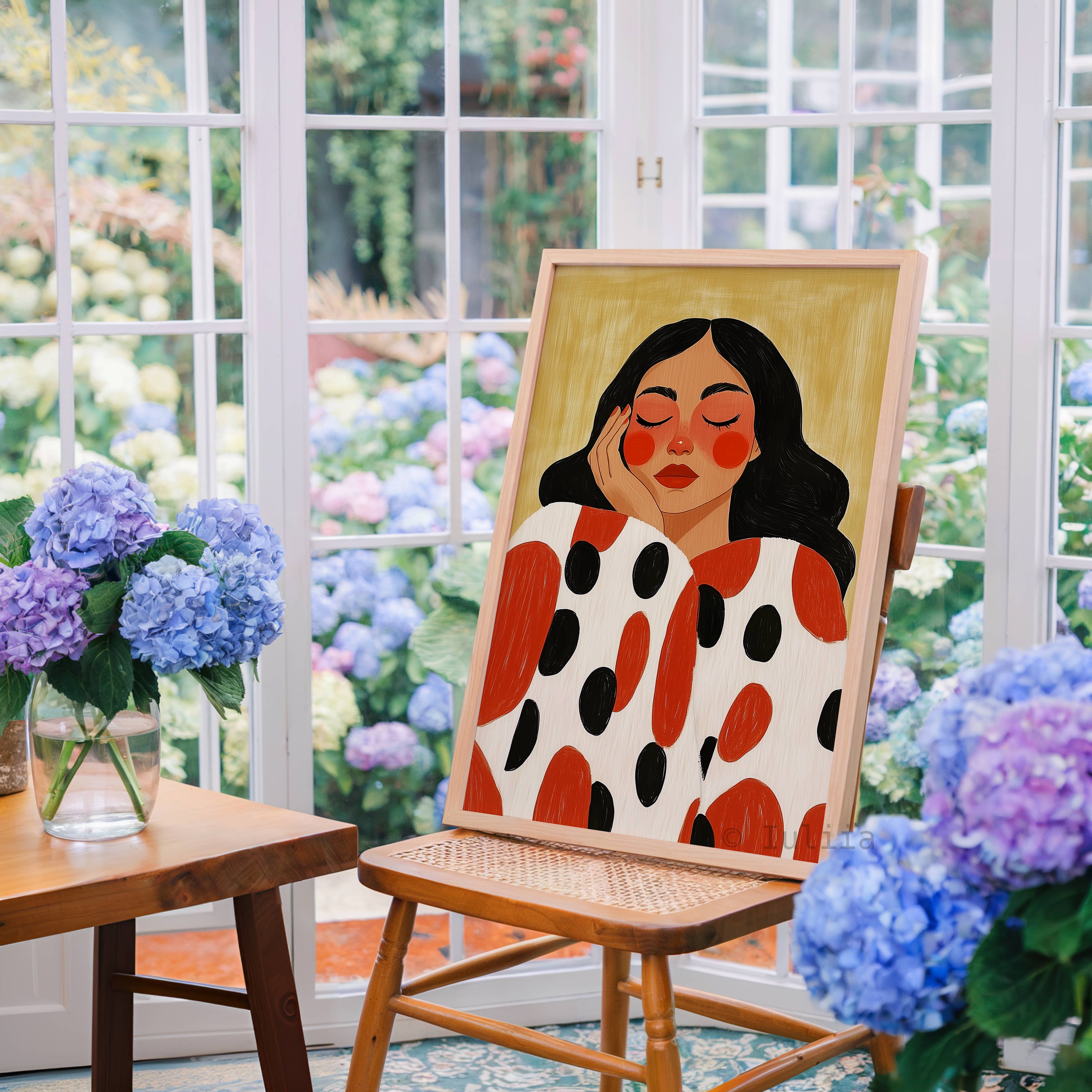 IuliiaArtPrints - Wholesale Art Print - Scandinavian Modern Print – Calm Woman in Graphic Dots Art5