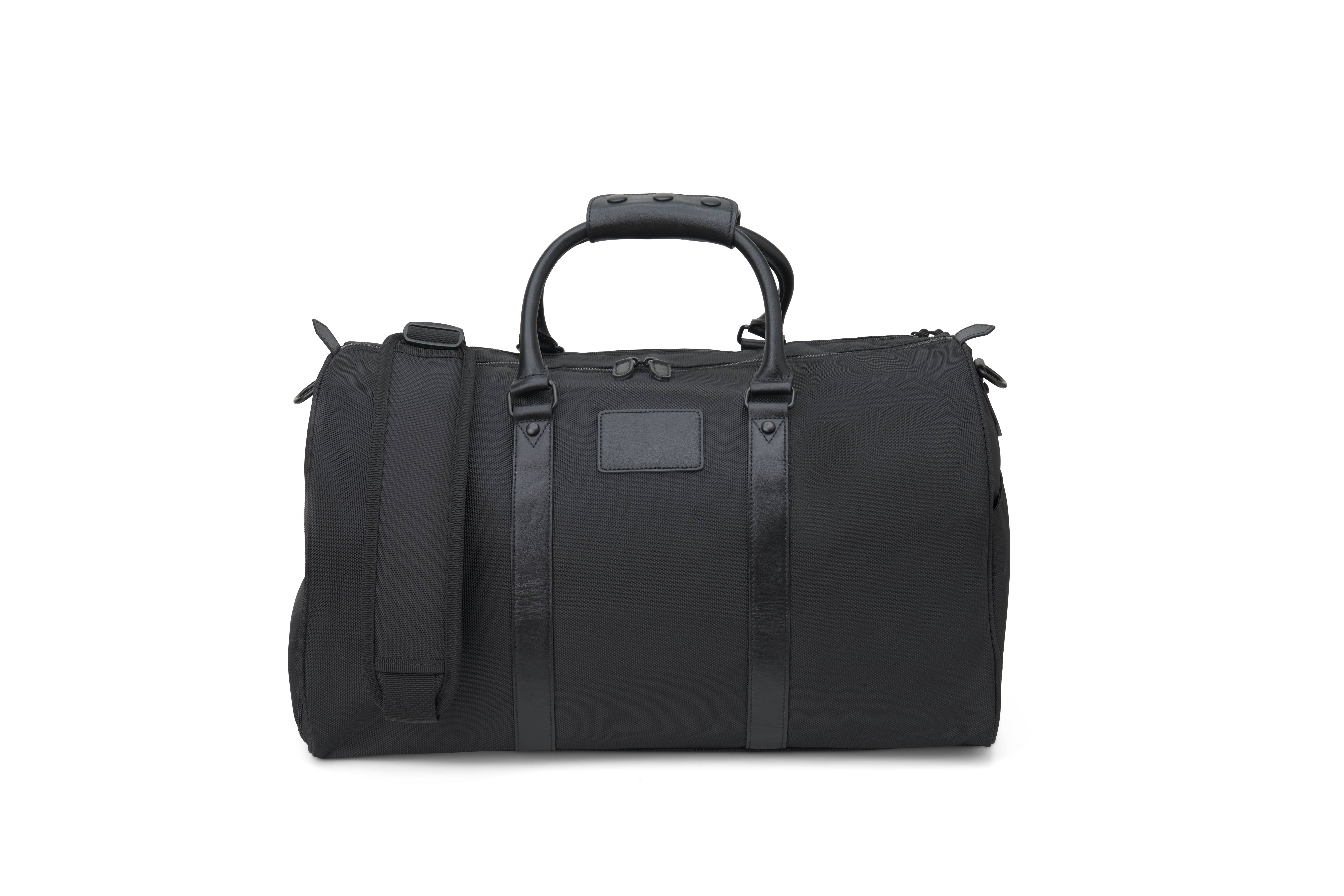 Boulevard - Wholesale Weekender Bag - Unisex - "Alex" Jet Nylon and Leather Duffle Bag (Personalizable)1