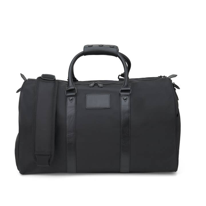 Boulevard - Wholesale Weekender Bag - Unisex - "Alex" Jet Nylon and Leather Duffle Bag (Personalizable)1