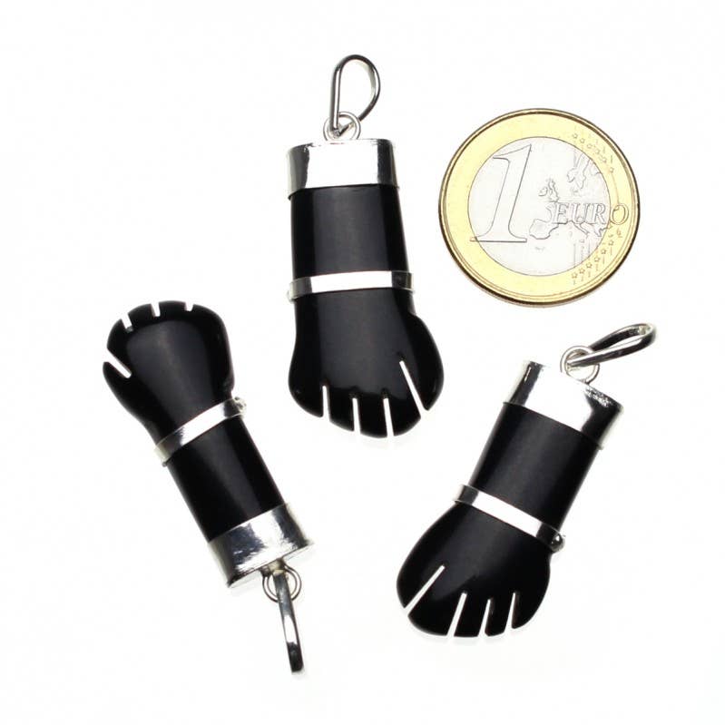UniArt - Vente Breloques/médailles personnalisées - Pendentif Higa en Tourmaline Noire (Poing de la Chance)1