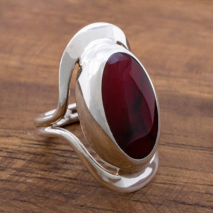 Oval Frame Ring with Red Jasper for wholesale on Faire