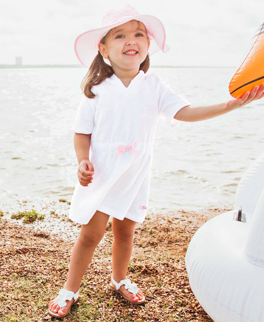RuffleButts + RuggedButts - Wholesale Swim Cover Up - Kids - Girls White Terry Cover-Up4
