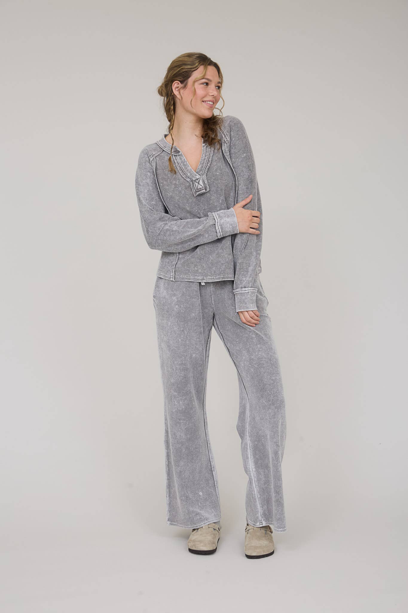 Blu Pepper – wholesale Byxor - Dam – TVÄTTADE HÖG MIDJA DRAWSNÖRE LOUNGEBYXOR14