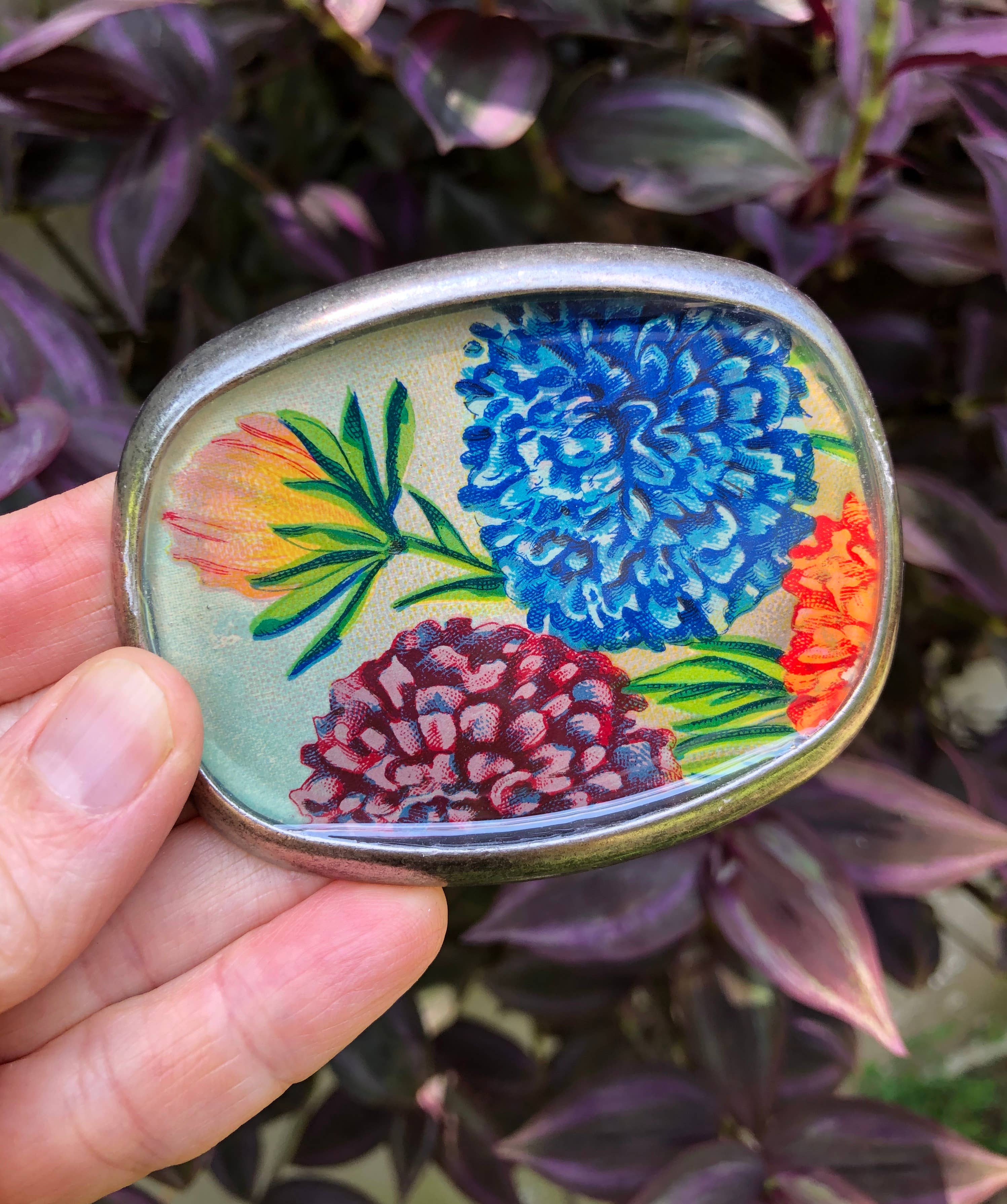 joeyfivecents - Vente Boucle de ceinture – femme - Boucle de ceinture, botanique - fleurs, couleur jardin, saturée2