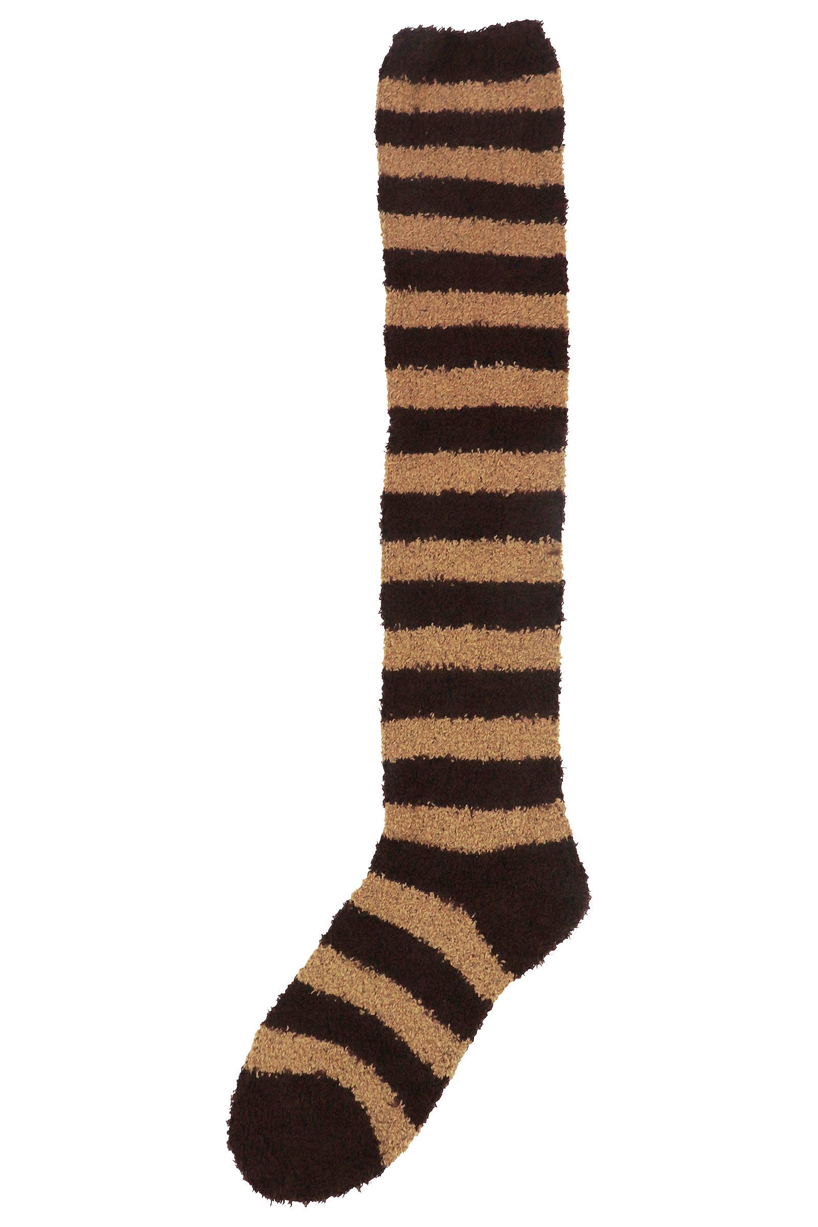 SORTIDAS Meias femininas felpudas listradas acima do joelho para venda a revendedores na Faire3