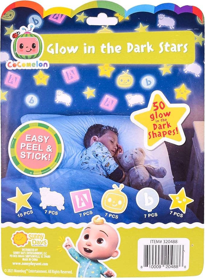 Variety Distributors - Wholesale Toy Set - Kids - CoComelon Glow in the Dark Stars/Stickers 50-piece set3