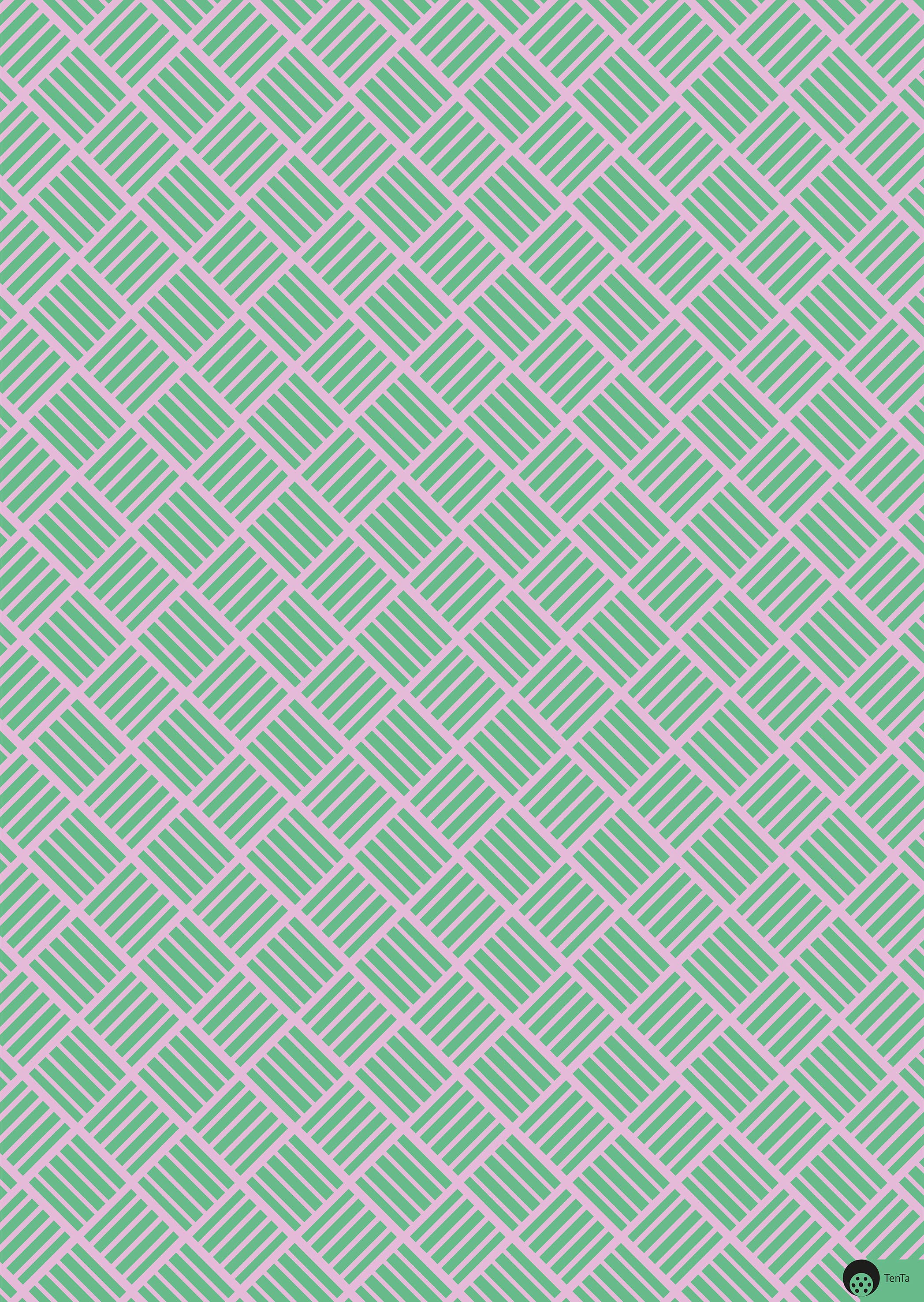 TenTa - Wholesale Wrapping Paper Roll - Mint & Lavender-Pink Basketweave Geometric Wrapping Paper2