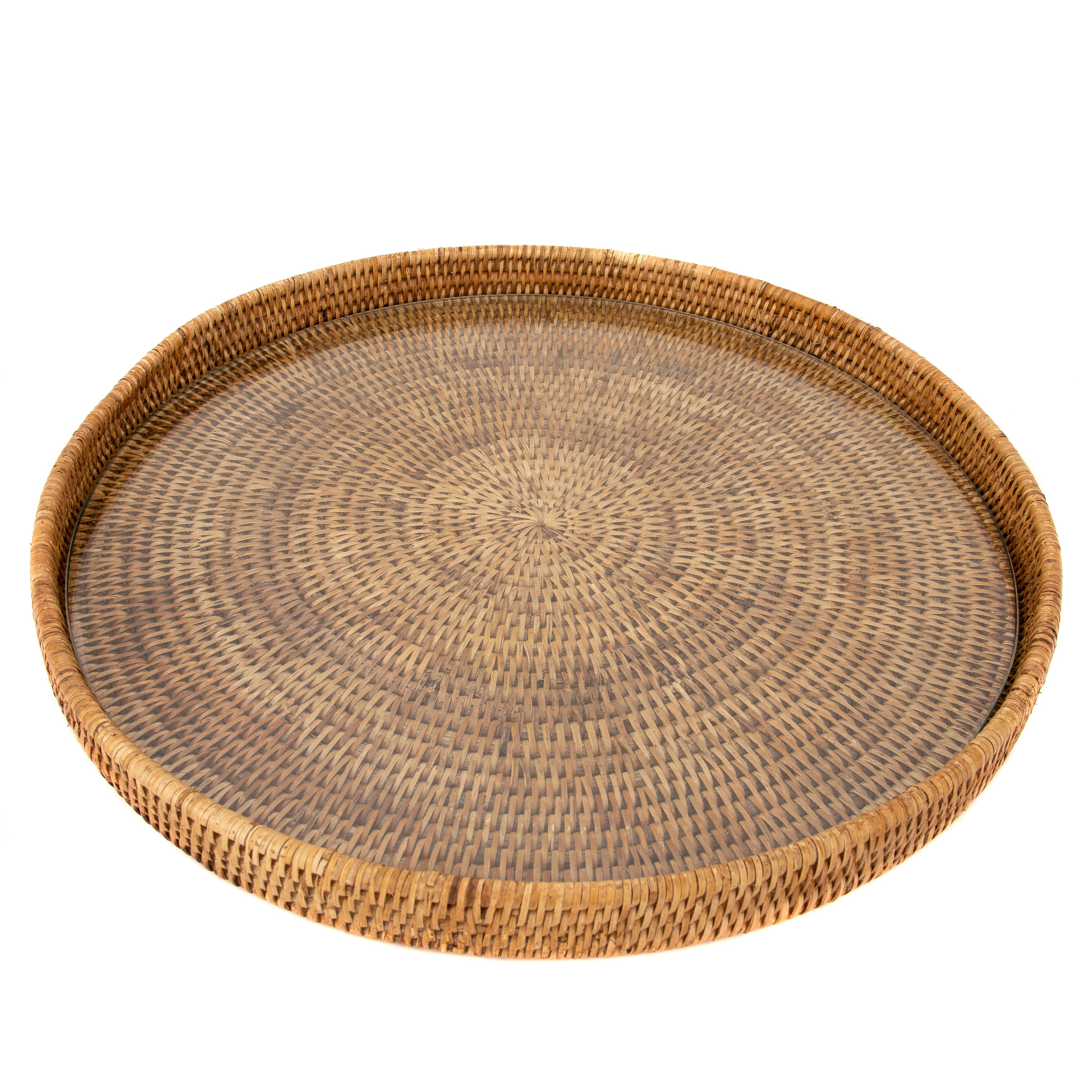 Artifacts Trading Company - Wholesale Serving Tray - Rattan Round Serving-Ottoman Tray with Glass Insert6