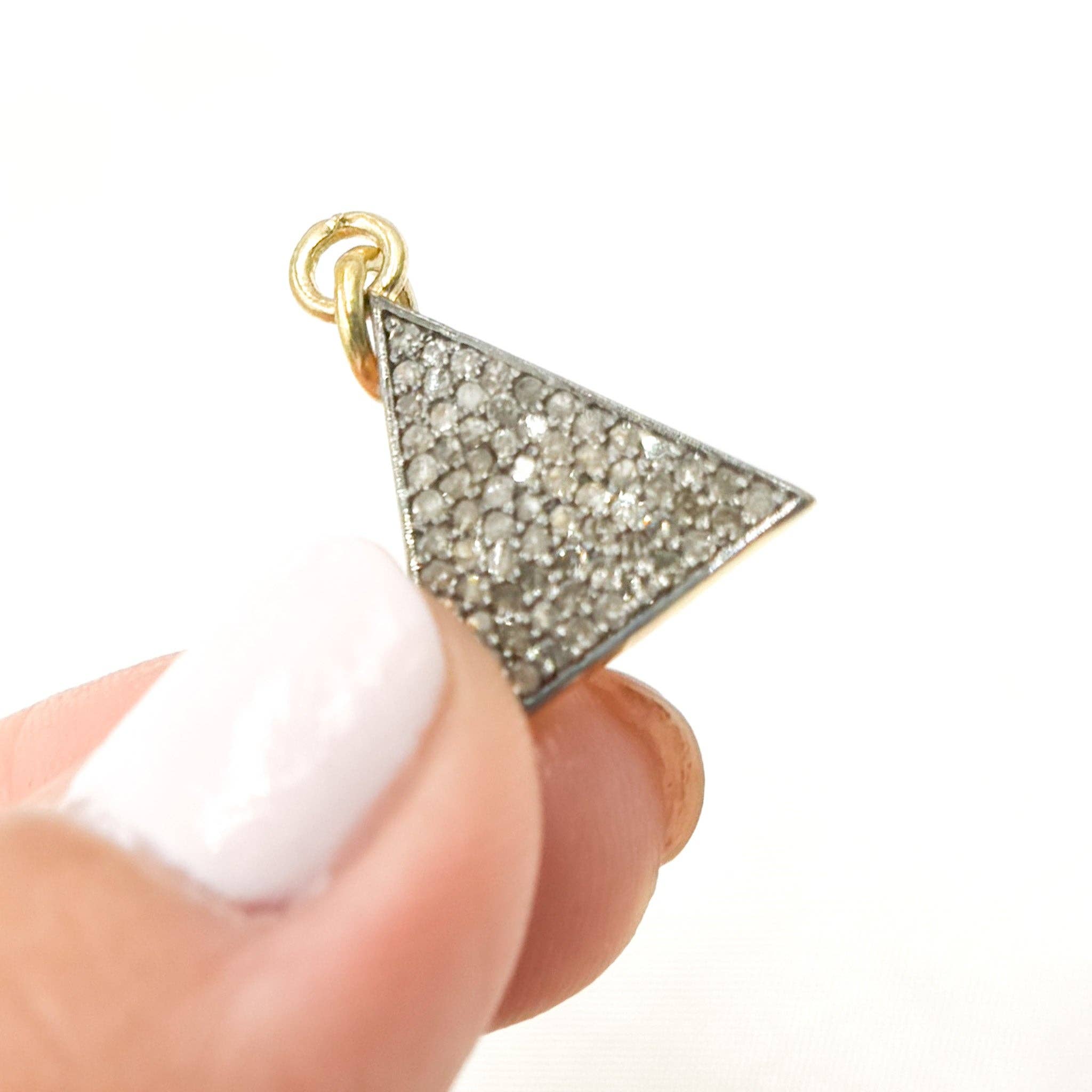 Tresor Jewelry Inc. - Wholesale Individual Charm/Pendant - DC293. Diamond Sterling Silver Triangle Charm3