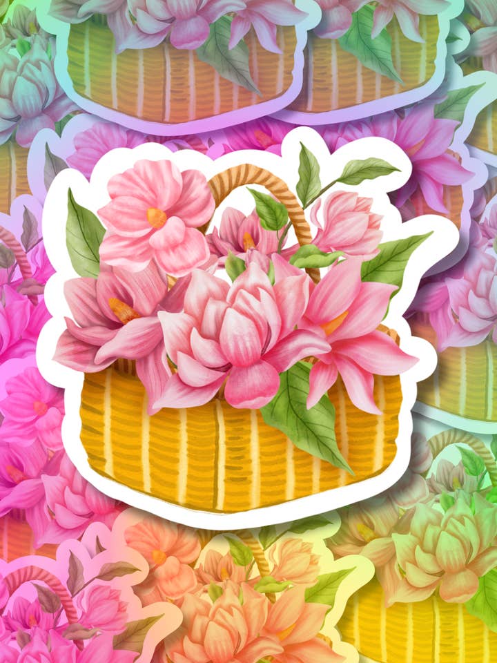 Autocollant en vinyle Pique-nique fleuri pour la vente par Hikaru Tara Art Arst & Craft Gift Shop