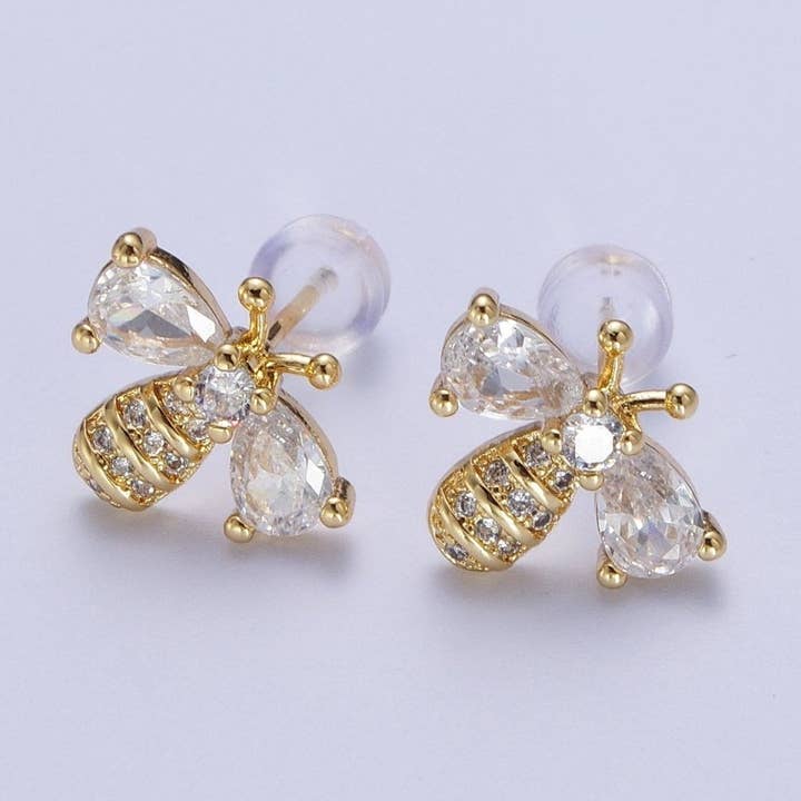 Aim Eternal – Engroshandel Ørestikkere – 14K Guld Fyldt Mikrobelagt Bumble Queen Bee Cubic Zirconia Guld Ørestikker | AD-5860