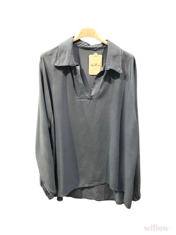 Solid blouse with French collar #4289 for wholesale by Moonsun