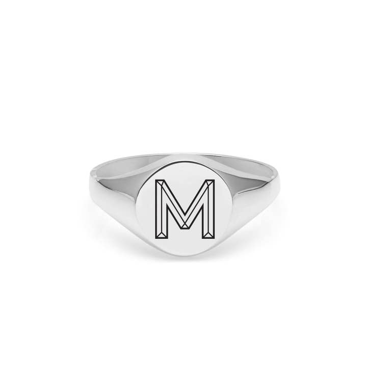Facett Initial M Round Signet Ring - Silver for wholesale by Myia Bonner