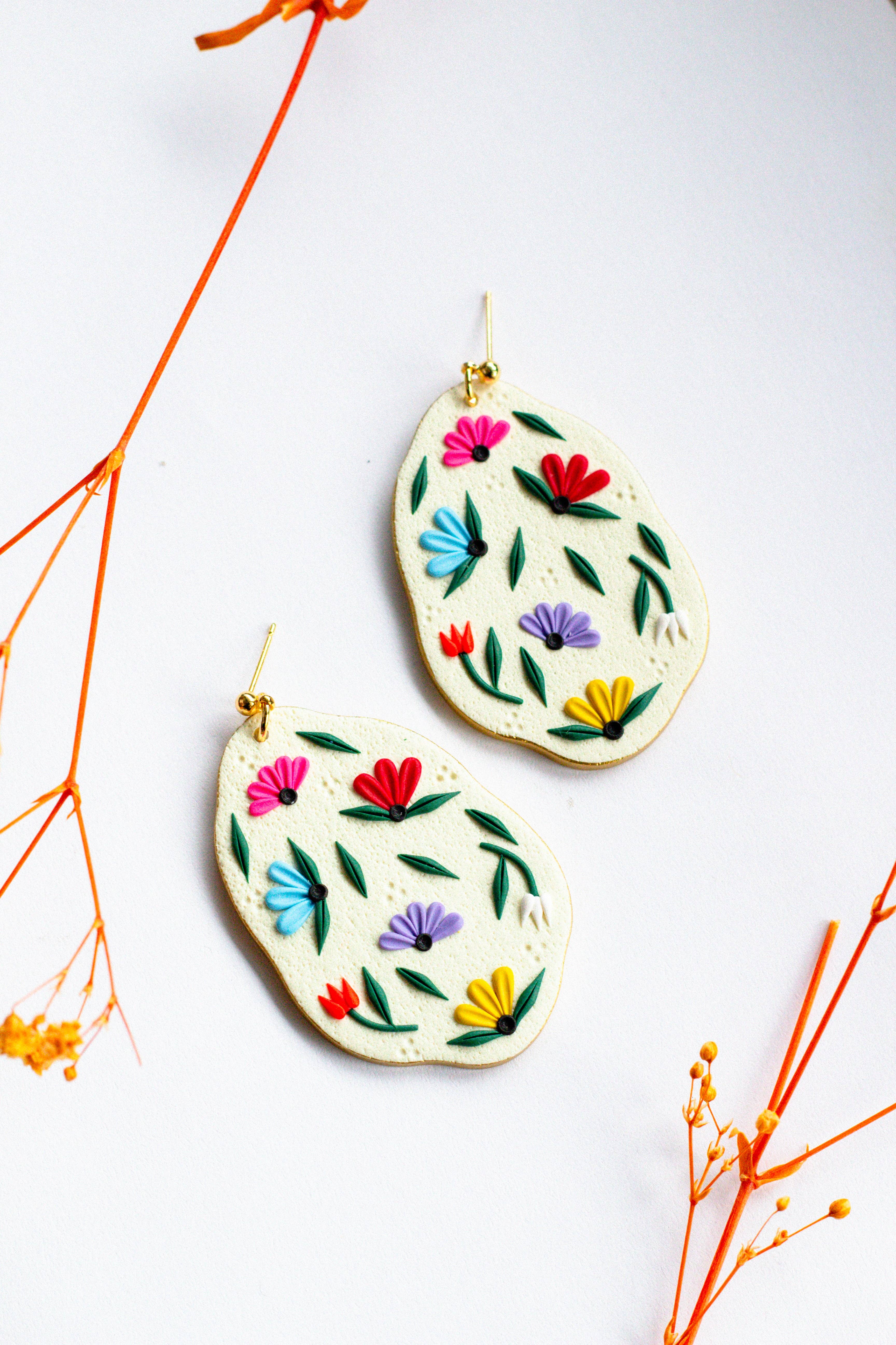 Slow Day Studios - Wholesale Dangle Earrings - Organic Spring Floral Oval Dangles1