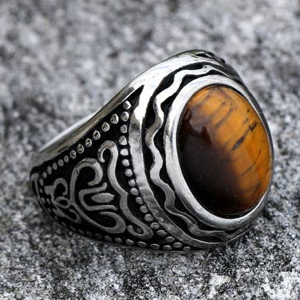 Anillo vintage ojo de tigre para hombre para venta al por mayor de Gemcohub