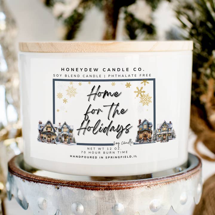 3 Wick Vela 12 oz Casa para as Feriadas por atacado de Honeydew Candle Co.