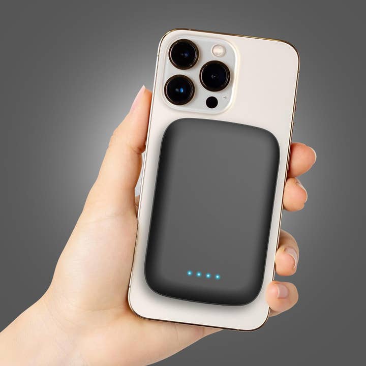 Infinite Basics - Wholesale Portable Charger - 5000mAh Ultra-Slim Magnetic Power Bank for iPhone, Compatible with MagSafe - Fast Charging Wireless Portable Charger, USB C Input Battery Pack (for iPhone 13, 14, 15 Pro Max) Black4