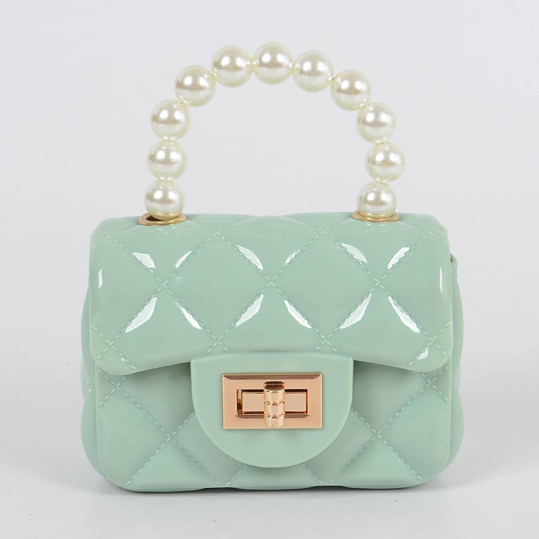 3AM BY H&D ACCESSORIES - Wholesale Top Handle Bag - Women's - Jelly Shiney Mini Bag W Imitation Pearl Handle8