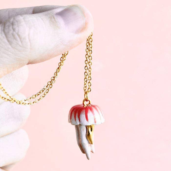 Jellyfish Necklace for wholesale by Camp Hollow Porcelain Animal Treasures