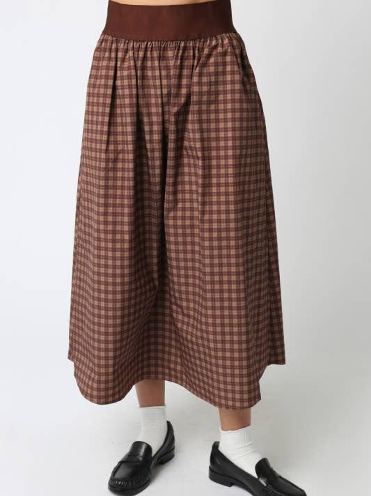 Bella Gingham-kjol för wholesale av Olivaceous