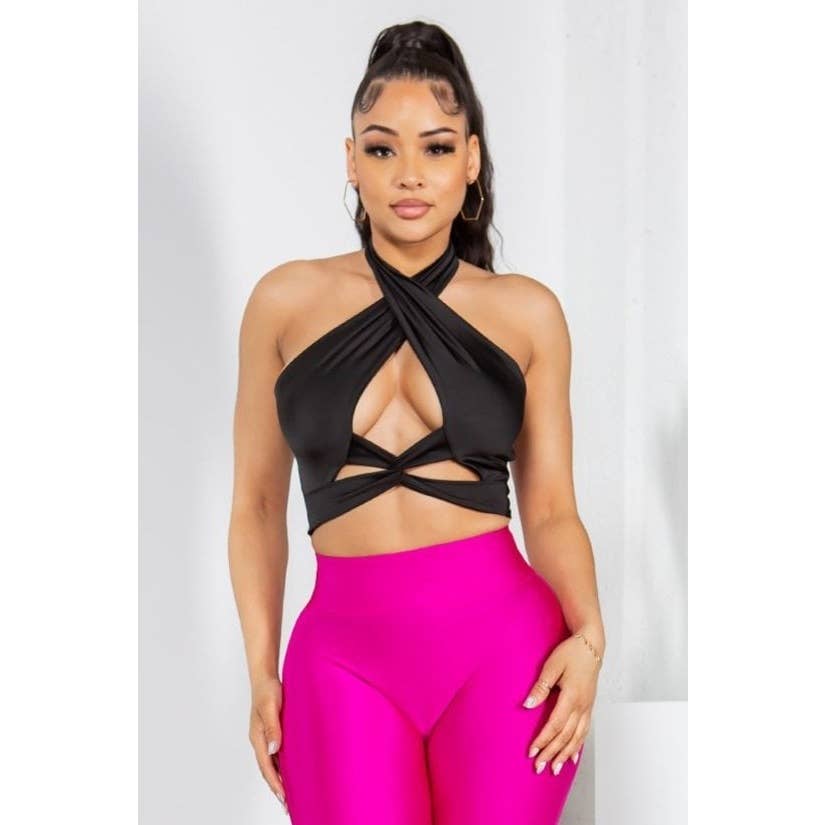 Black Pearl Clothing - Vendita all'ingrosso Camicetta - Donna - TOP CORTO CON SCOLLO ALL'AMERICANA0