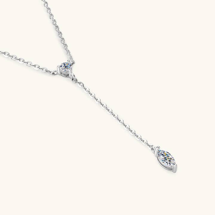 Perimade & Co. LLC - Wholesale Y-Neck/Lariat Necklace - Marquise Moissanite Drop Y Necklace in 925 Sterling Silver2