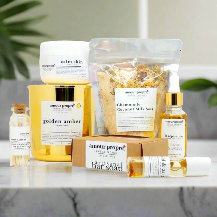 Goud & Amber Kalmerende Kamille Cadeaubox voor wholesale door Amour Propre