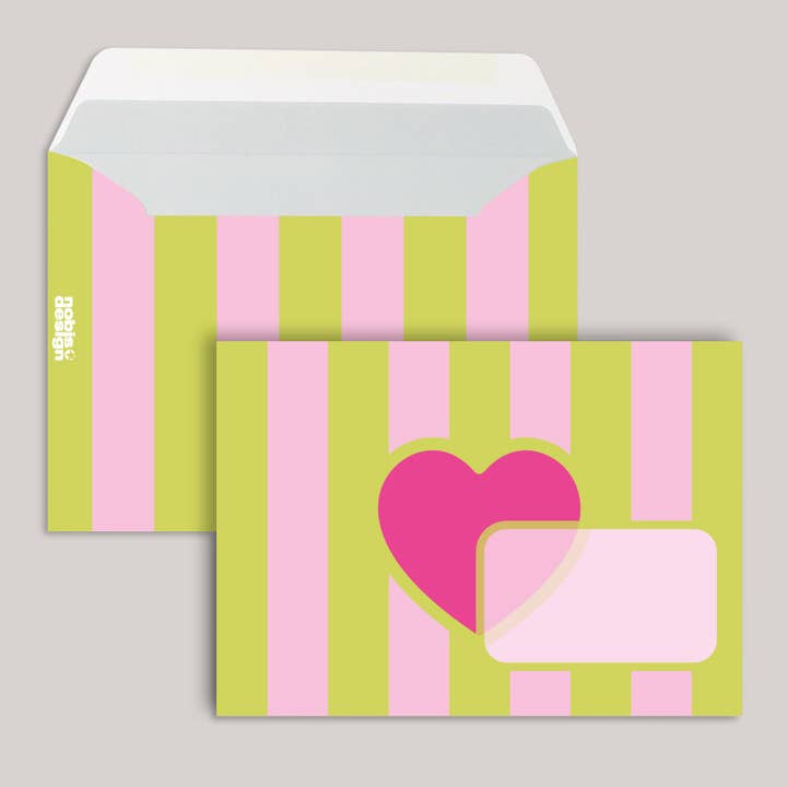 Kuvert - neonstil - Randigt hjärta för wholesale av nobis design