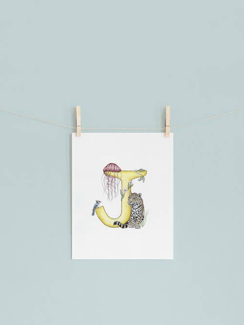 Imprimé lettre J Giclée pour la vente par Kathryn Pow Art