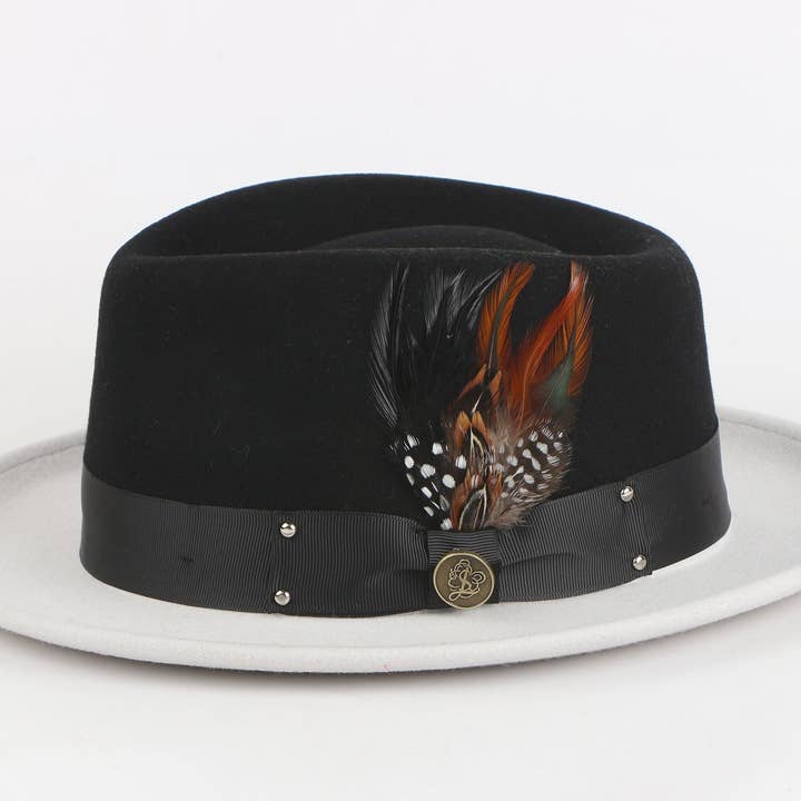 The Broadway | Sombrero Fedora de Lana Fina Australiana | Negro y Blanco para venta al por mayor de Steven Land