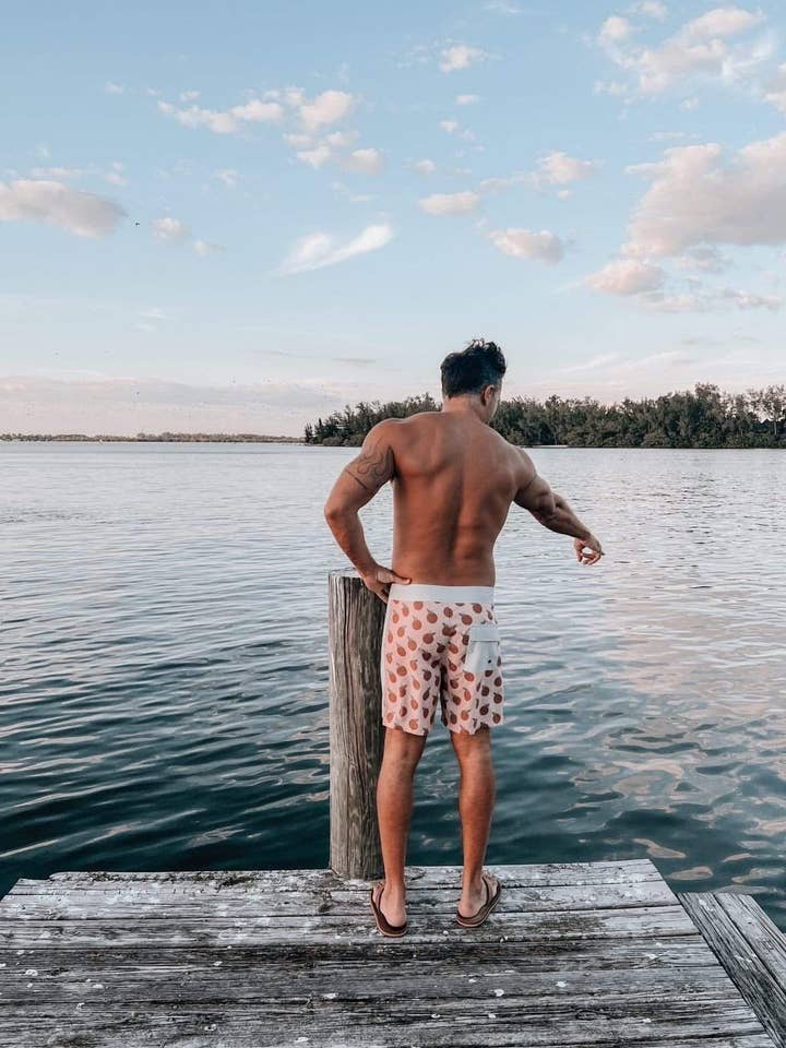 Men's Townshort Boardshorts in Joie Inn Collab Print for wholesale by Of One Sea