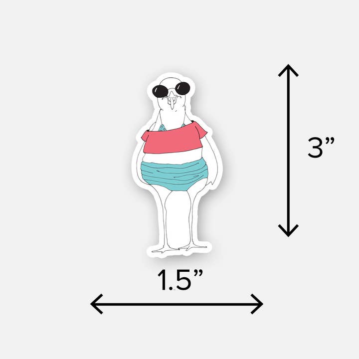 Here On Lake Huron - Wholesale Sticker - Beach Bum Sticker, Summer Sticker, Seagull Sticker, Bikini