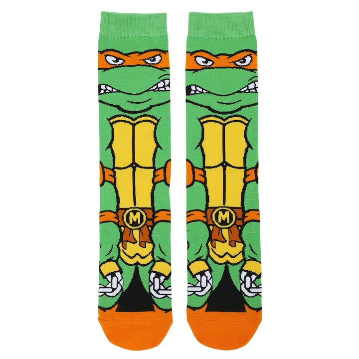 Bioworld Merchandising - Wholesale Socks - Men's - Teenage Mutant Ninja Turtles Michelangelo Animigos Men's Crew Socks1