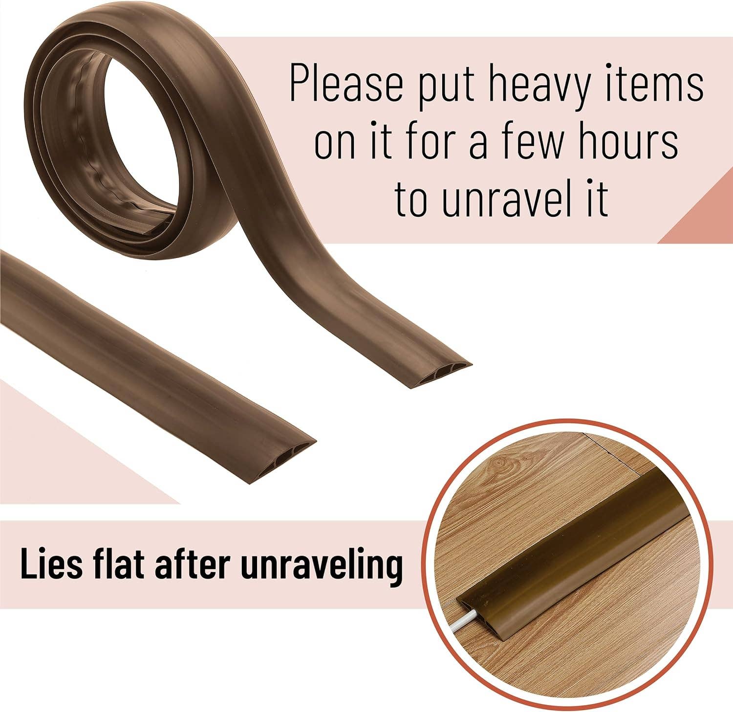 Bates Choice - Wholesale  - Bates- Floor Cord Cover, 6ft Cable Cover, Brown2