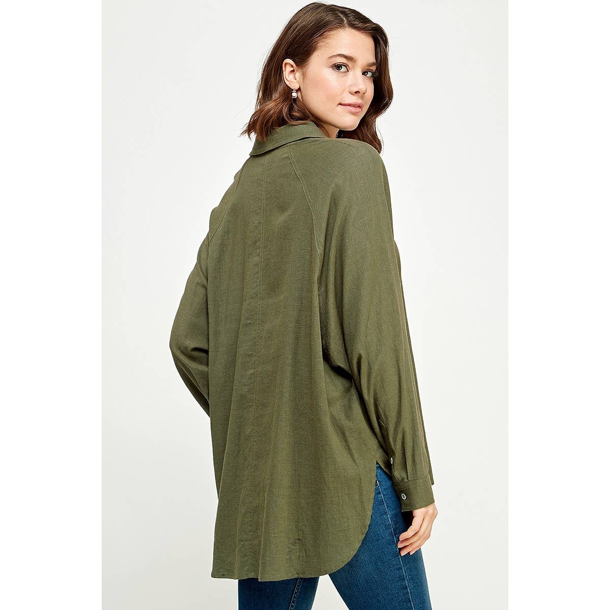 FUN2FUN - Wholesale Button Down Shirt - Women's - LINEN BLEND SHIRT2