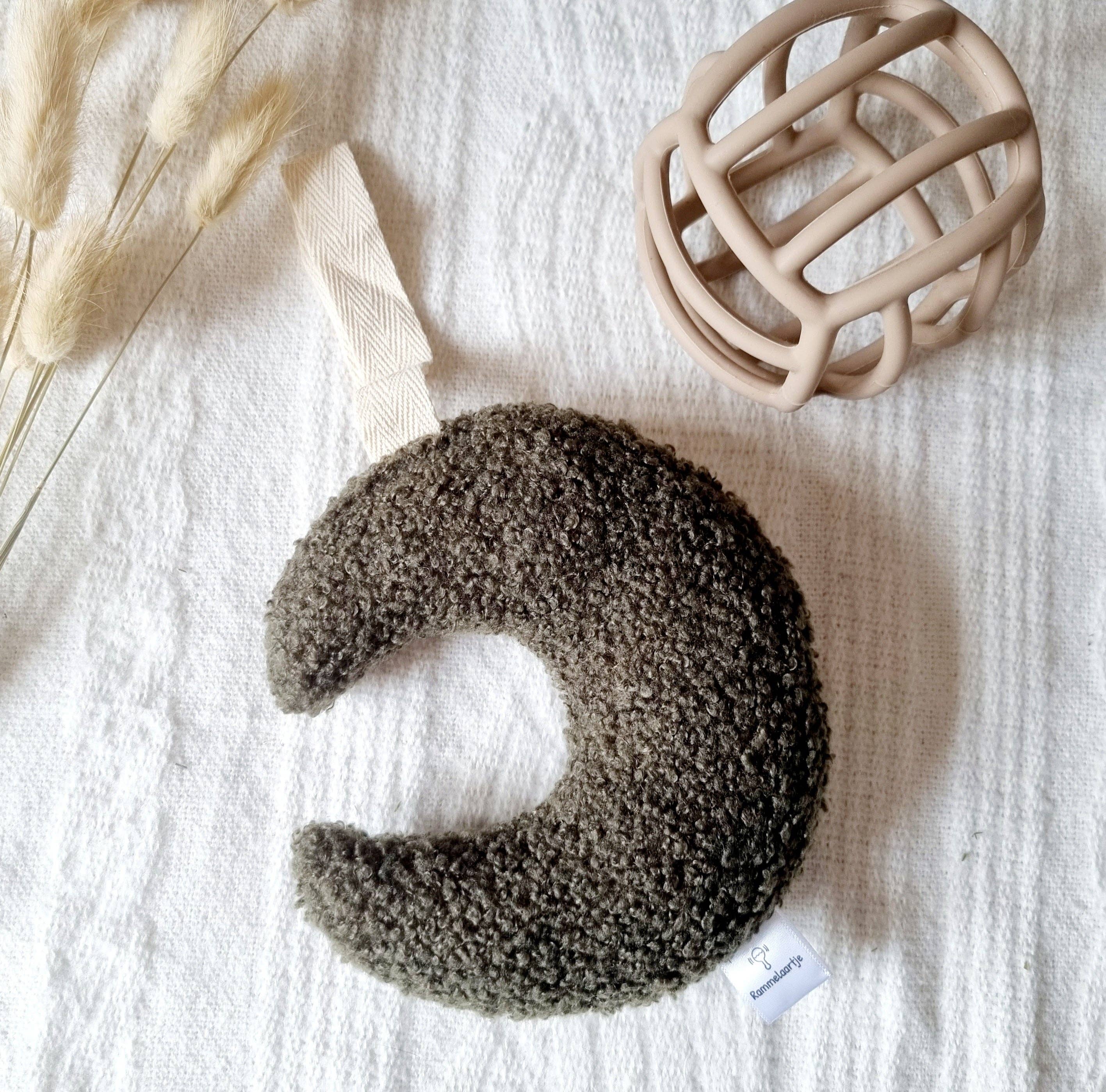 Rammelaartje - Wholesale Pacifier - Baby - Pacifier clip filled Teddy Cloth Moon - Army1