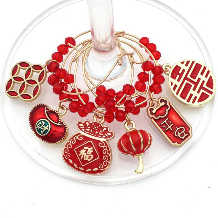 Breloques à vin pour le Nouvel An chinois | Bonne chance et richesse pour la vente par Serendipity