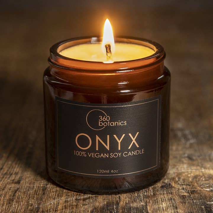 Onyx - Dark Sweet & Smokey Soy Candle for wholesale by 360 Botanics
