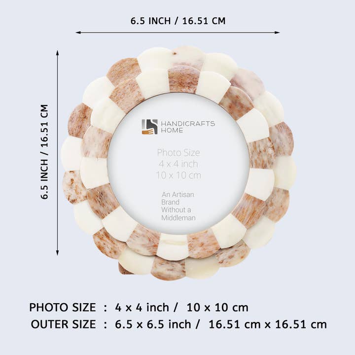 Handicrafts Home - Wholesale Picture Frame - Picture Frame Scalloped Art Brown & White, 4 sizes