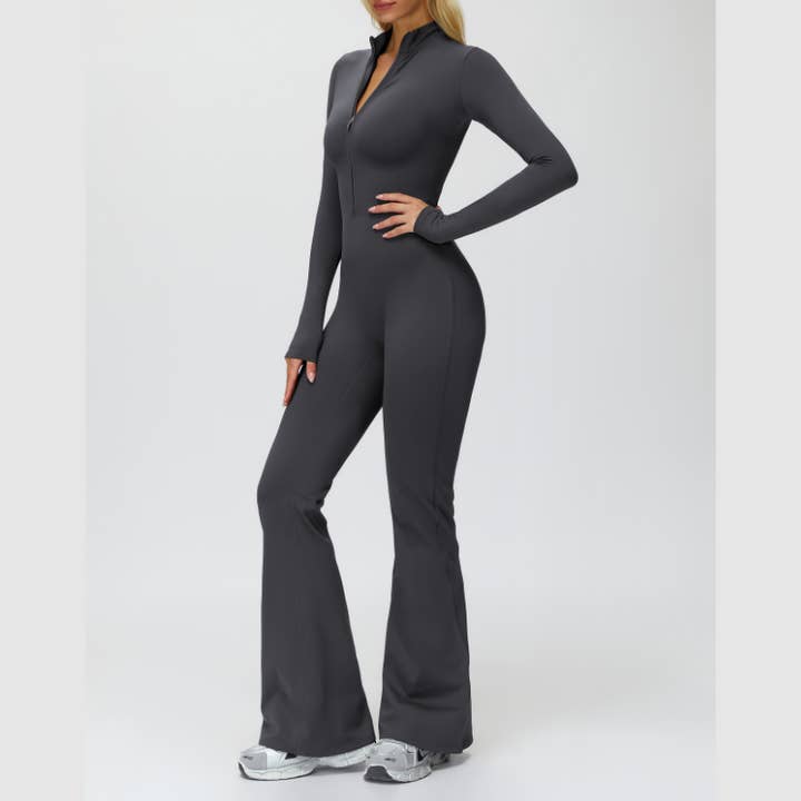 WONDERXFANS – wholesale Unitard – Women′s – Stand-up collar+half-zip sports jumpsuit11