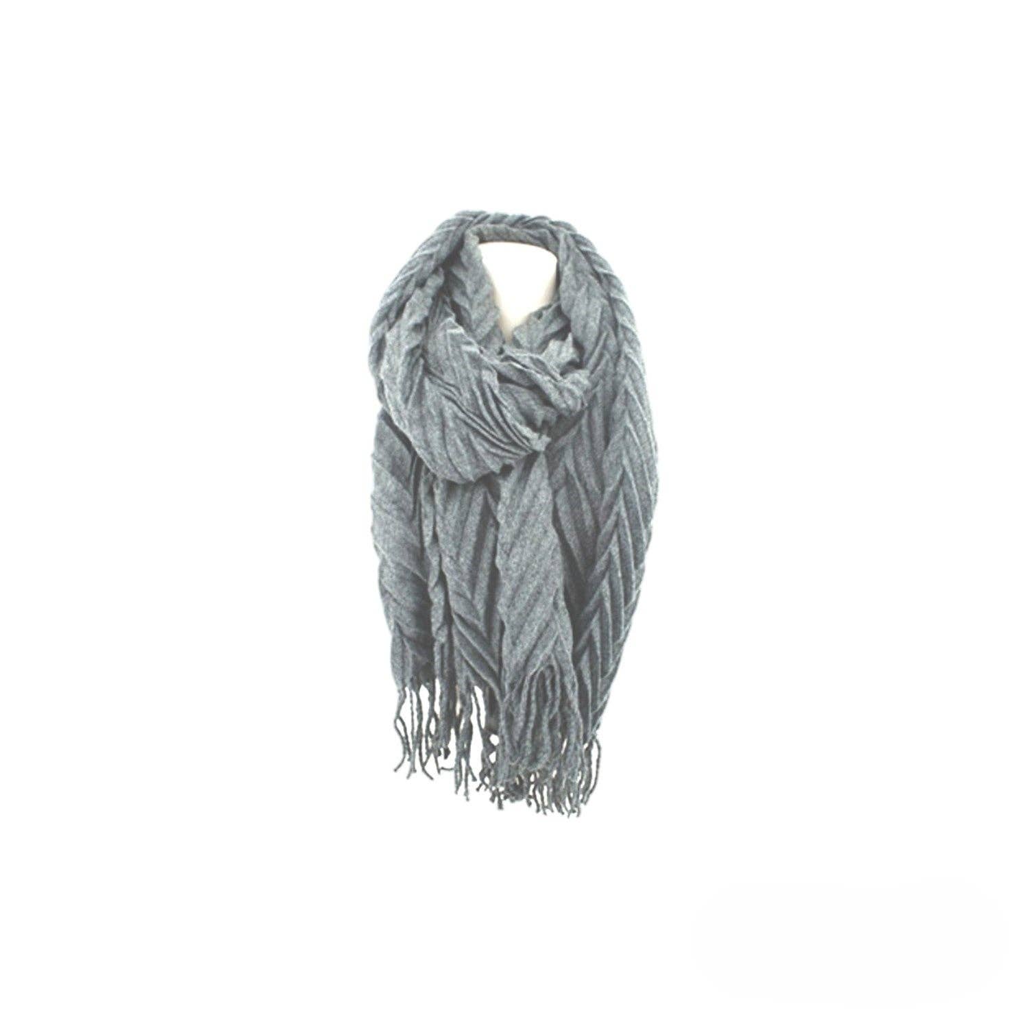 VewoTex - Wholesale Scarf - Women's - Winter Women's Scarf » Fringed Scarf 220 x 72 cm » Women's Scarf with Pleated Look » Winter Scarf Soft Cashmere Pleated0