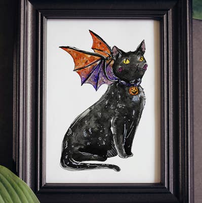 Aquabun - Wholesale Art Print - Black Cat Dragon Print1