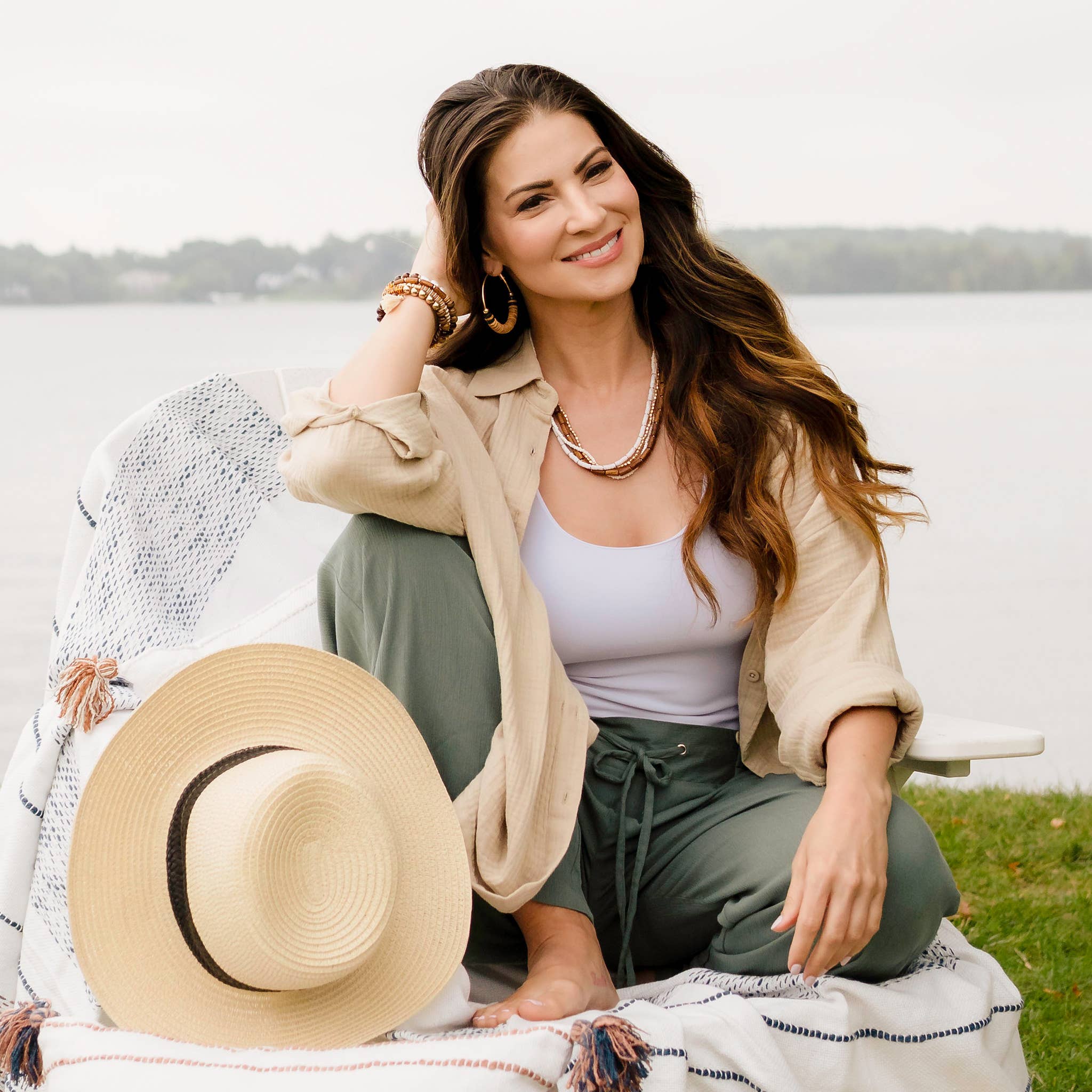 Elsie & Zoey - Wholesale Button Down Shirt - Women's - Button Up Top Aaliyah Gauze Long Sleeve14