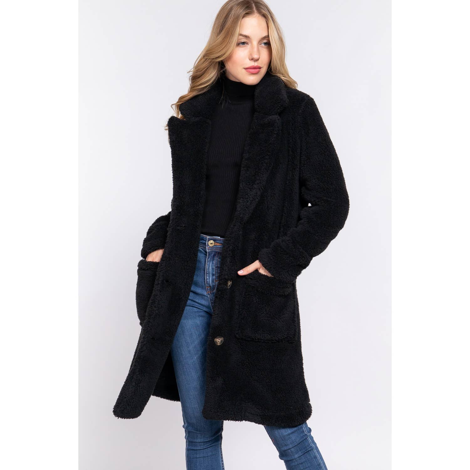 Apolline - Wholesale Coat - Women's - NOTCHED COLLAR PATCH POCKET SHERPA COAT8