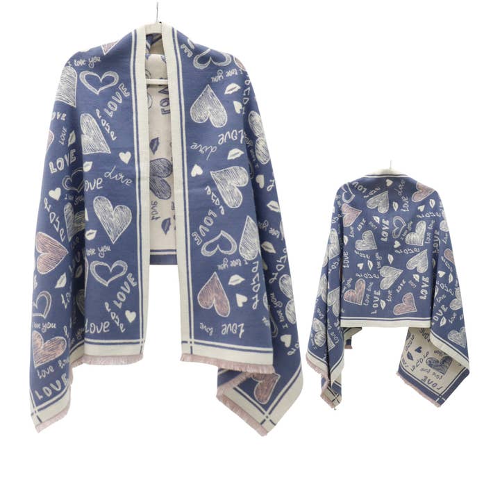 Cashmere Feel Winter Reversible Love N Heart Pattern Scarves SCF4827-23 (12PC) for wholesale by TAPA fashion