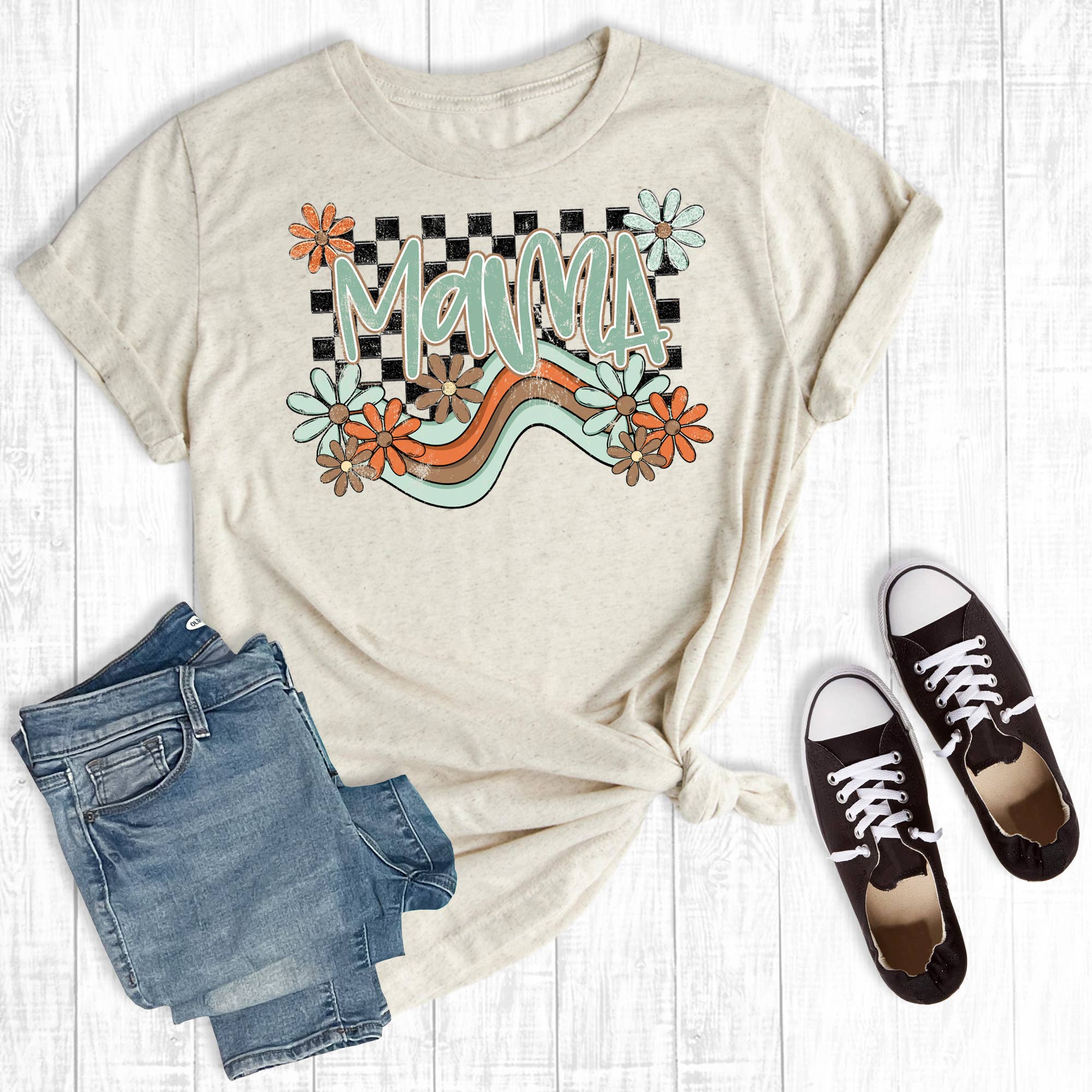【ファッション通販】 Tee Graphic Mama Checkered Retro Wholesale for store your 財布・ケース・小物入れ